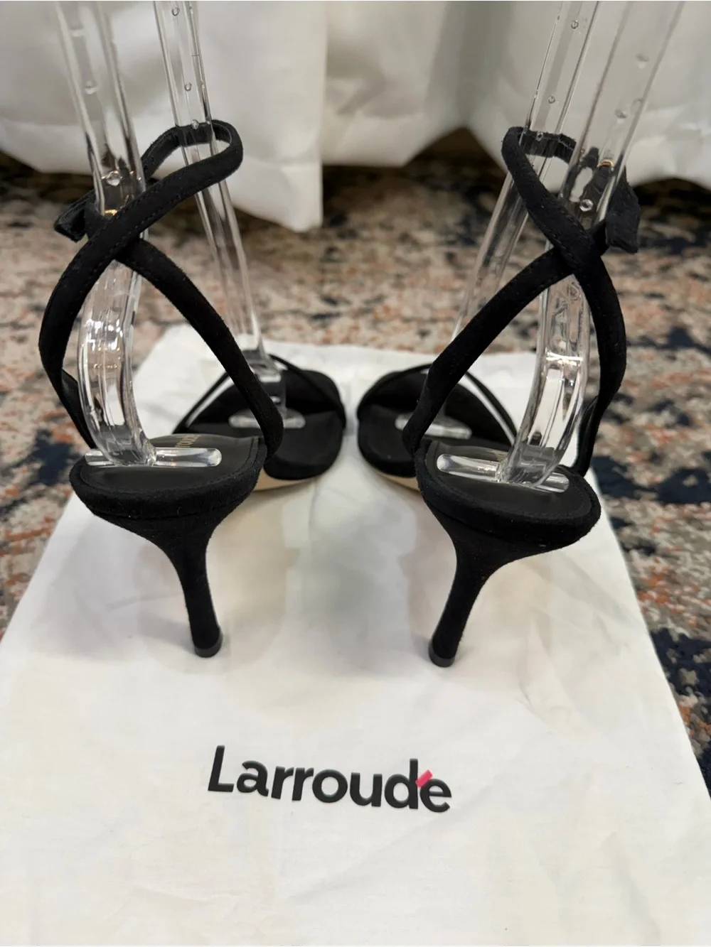 Larroude ‘The Nyx Heel’ in Black Suede Size 9